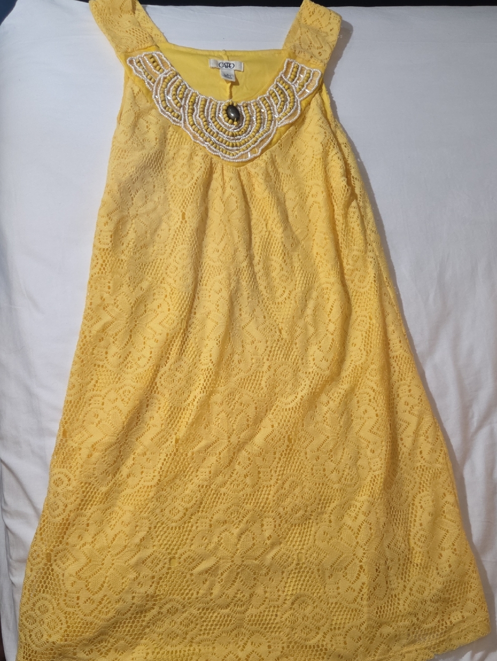 Cato Yellow Lace A-Line Skirt with Beaded Collar